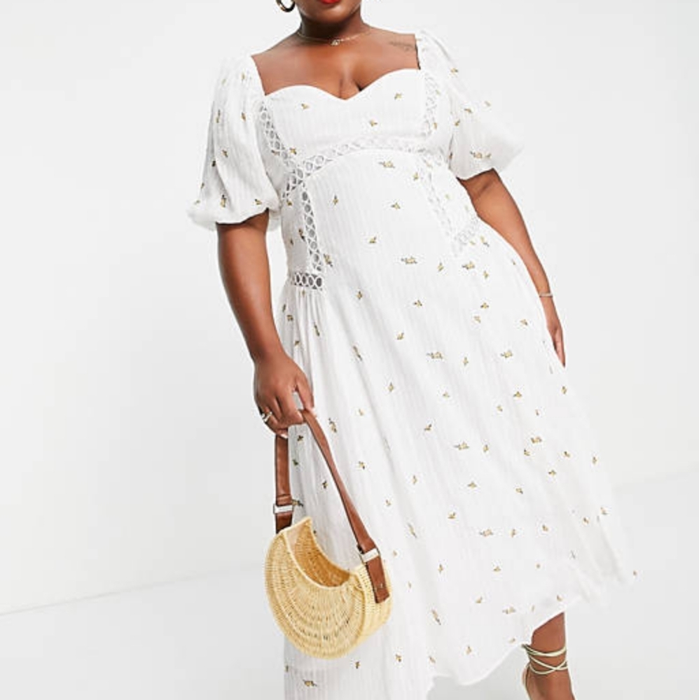 ASOS DESIGN Curve Shirred Sides Midi Dress